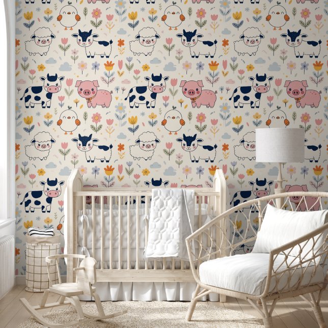 Papel Pintado Animales de granja bebé (Niños)