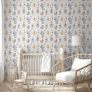 Papel Pintado Animales de Safari de Acuarela Divertidos y Lindos