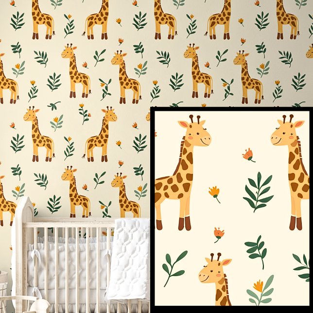 Papel Pintado Animales de Safari lindo jirafas Naranjas marrones (Subido por el creador)