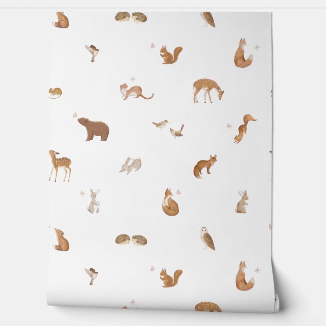 Papel Pintado Animales del Bosque Simplemente Conejos Osos Cierv (Desenrollar)