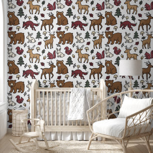 Papel Pintado Animales del Doodle Forestal de Woodle