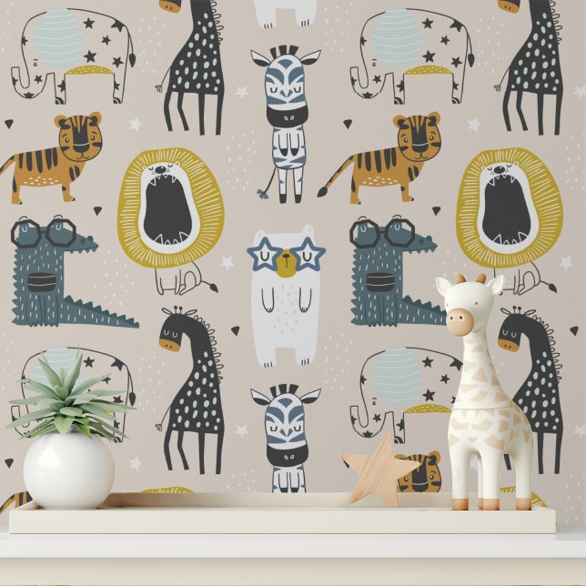Papel Pintado Animales salvajes extravagantes adornan el patrón  (Subido por el creador)