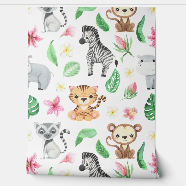 Papel Pintado Animales salvajes Jungla Temática Niños de guarder (Desenrollar)