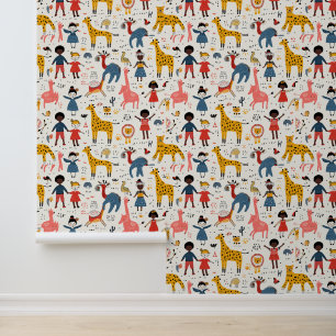 Papel Pintado Animales y niños