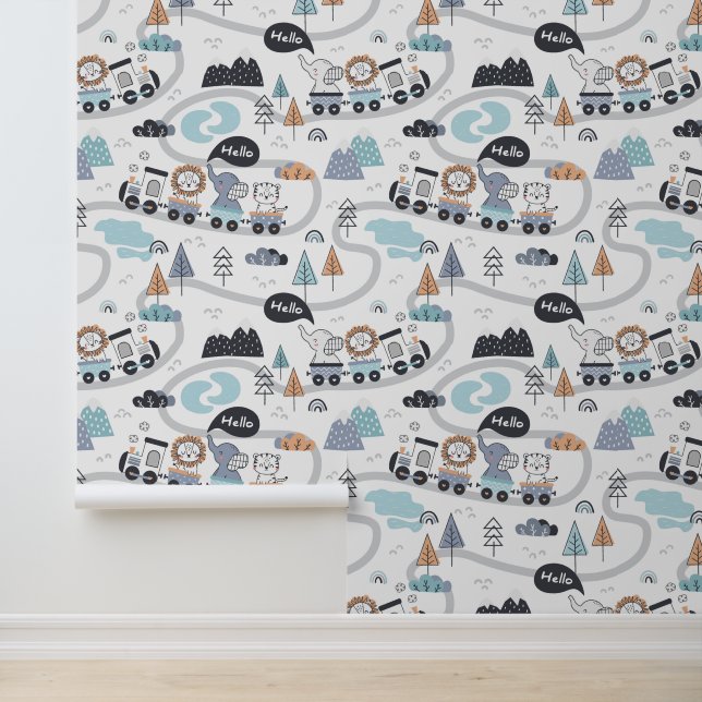 Papel Pintado Animales Y Tren (Solicitud)