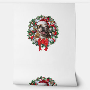 Papel Pintado Antiguos Navidades de Bulldog ingleses Wreath Deco