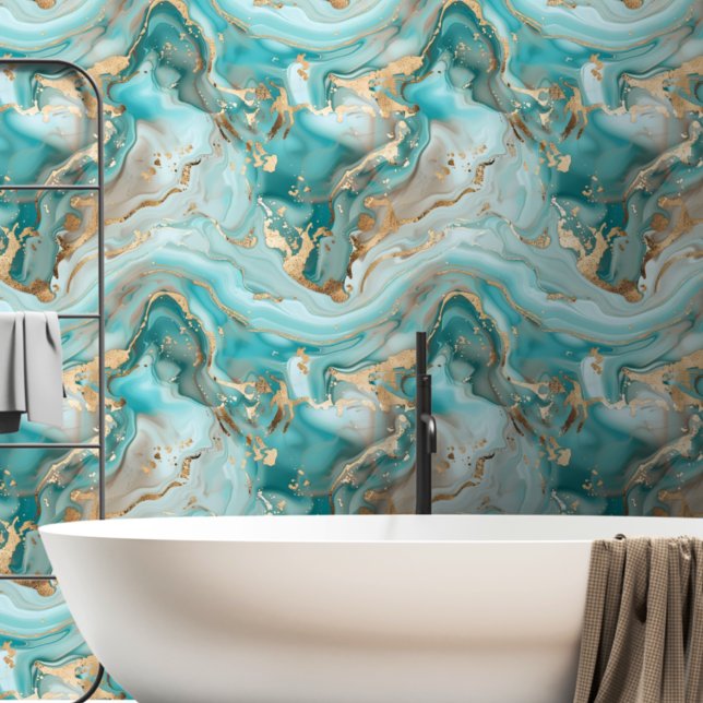 Papel Pintado Aqua Blue Green Gold Marcado (Subido por el creador)