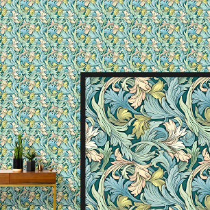 Papel Pintado Aqua Blue Green Yellow Rosa Art Nouveau