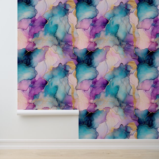 Papel Pintado Aqua Blue Purple Pink Mermaid (Solicitud)