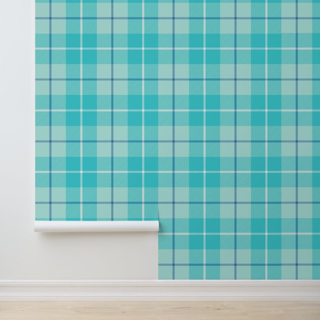 Papel Pintado Aqua Tartan Plaid (Solicitud)