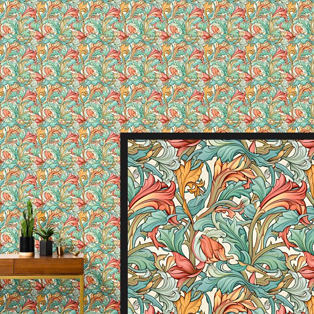 Papel Pintado Aqua Verde azulado Naranja verde Art Nouveau (Subido por el creador)