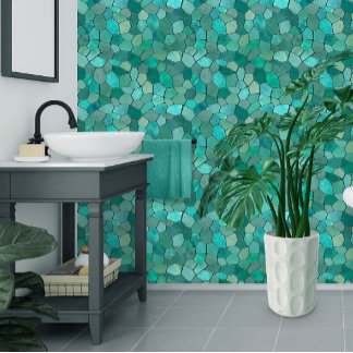 Papel Pintado Aquamarine Cyan Mosaic