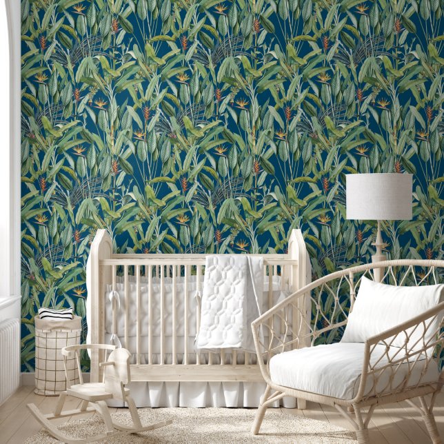 Papel Pintado Árbol de plátano de selva tropical verde Strelitzi (Niños)