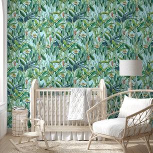Papel Pintado Árbol de plátano de selva tropical verde Strelitzi