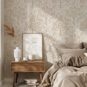 Papel Pintado Árbol Naranja blanco inmaculado Acanthus hojas