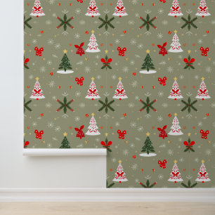 Papel Pintado Árboles de Navidad y patrón festivo