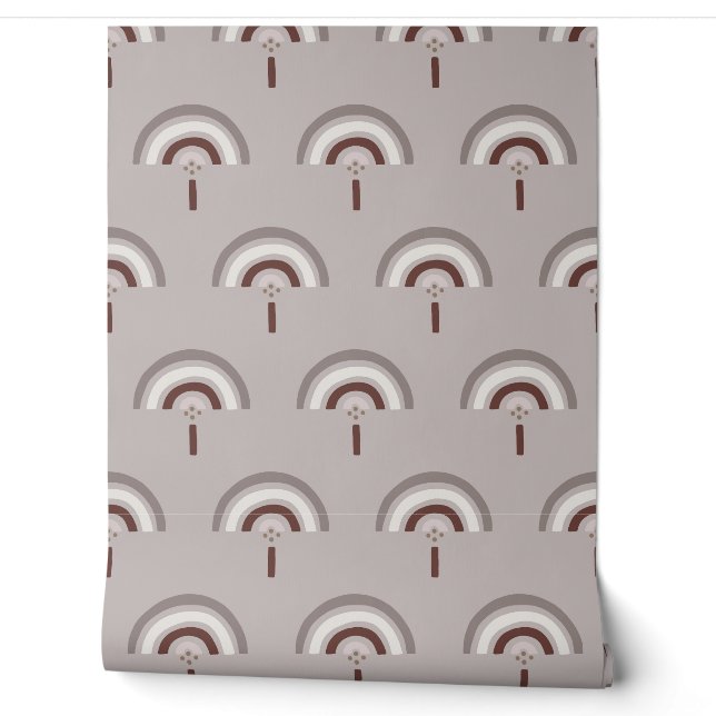 Papel Pintado Arcoíris boho dibujado a mano y amanecer minimalis (Desenrollar)