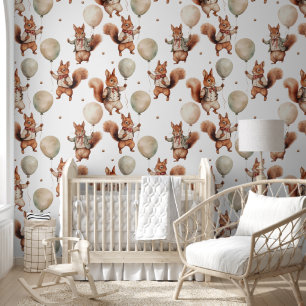 Papel Pintado Ardilla Cuta Que Sujeta Globos Peel Y Palo
