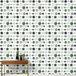 Papel Pintado arena y patrón abstracto verde delicado