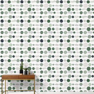 Papel Pintado arena y patrón abstracto verde delicado