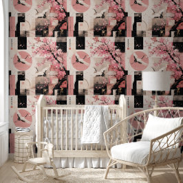 Papel Pintado Armonía de Sakura y Grullas de Vanguardia