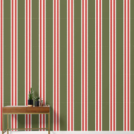 Papel Pintado Army Green & Barn Red Double Rugby Stripe 