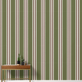 Papel Pintado Army Green & Chocolate Brown Double Rugby Stripe 