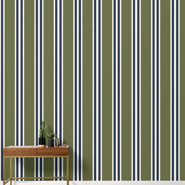 Papel Pintado Army Green & Navy Double Rugby Stripe  (Pasillo)