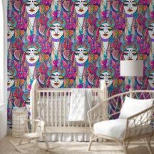 ART de rostros colorido - patrón ininterrumpido 2