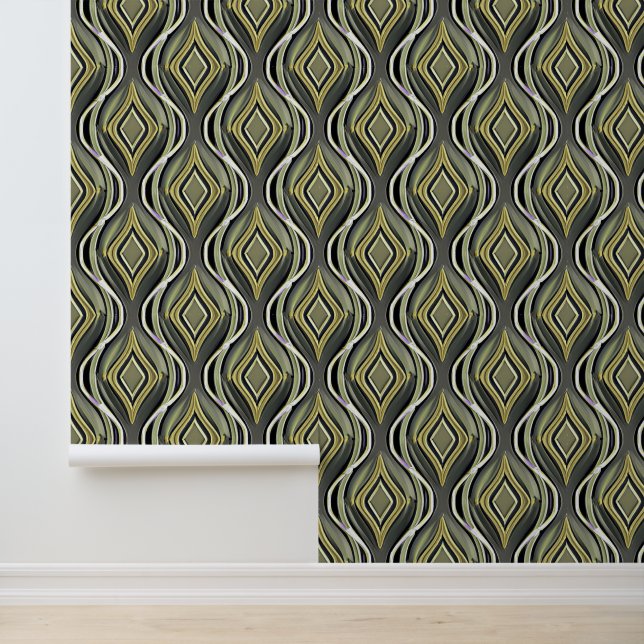 Papel Pintado Art Deco de Esmeralda y Oro (Solicitud)