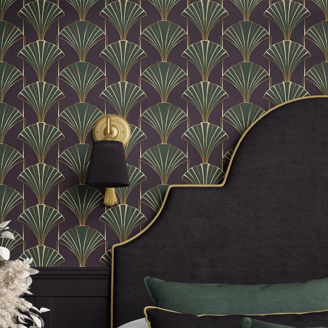 Papel Pintado Art Deco Elegante Verde y Dorado  (Subido por el creador)