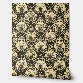 Papel Pintado Art Deco Girasol Floral Dorado