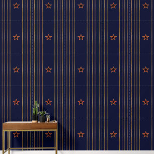 Papel Pintado Art Deco patriótico - Estrella roja de las bandas
