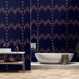 Papel Pintado Art Deco patriótico - Marfil rojo en azul marino v