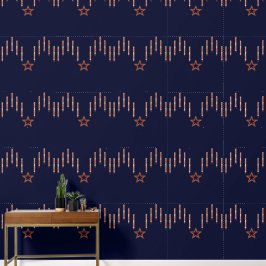 Papel Pintado Art Deco patriótico - Marfil rojo en azul marino v