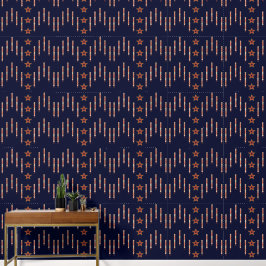 Papel Pintado Art Deco patriótico - Marfil rojo en azul marino v