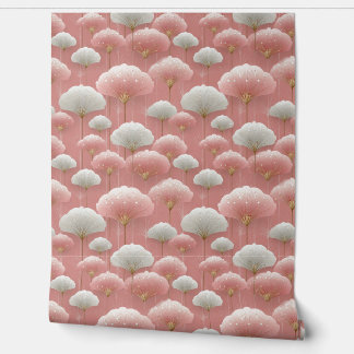 Papel Pintado Art Deco Pink Flowers