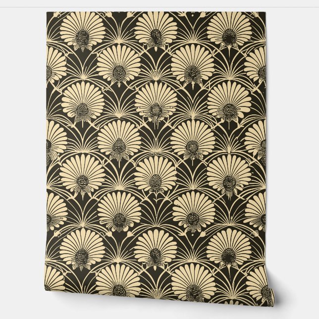 Papel Pintado Art Deco Sunflower Gold Floral (Desenrollar)