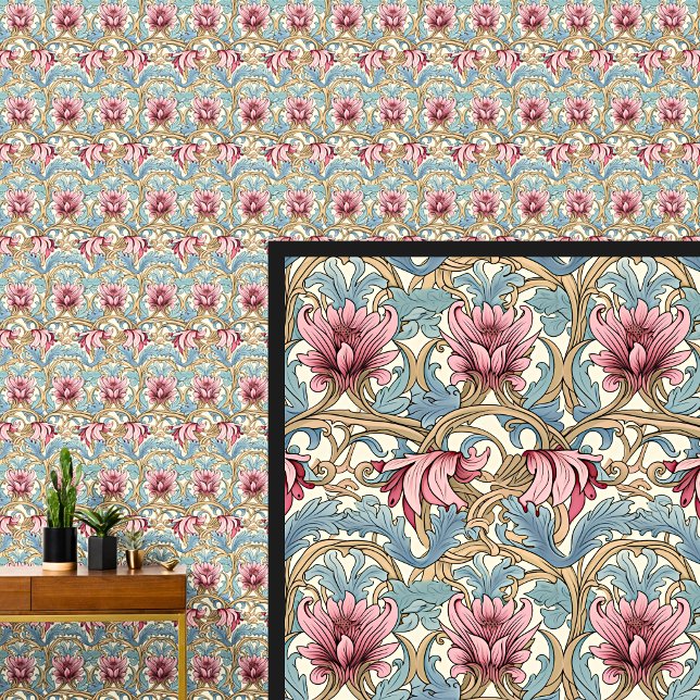 Papel Pintado Art Nouveau azul Verde azulado verde rosa (Subido por el creador)
