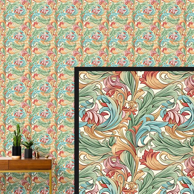 Papel Pintado Art Nouveau de Naranja Verde azulado verde rosa (Subido por el creador)