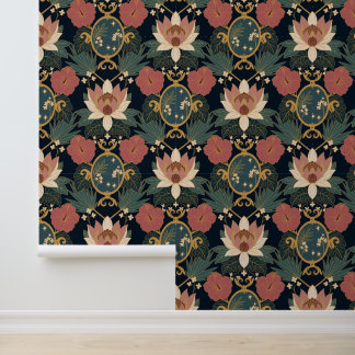 Papel Pintado Art Nouveau Loto Oscuro Vintage