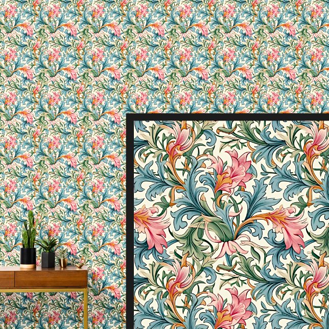 Papel Pintado Art Nouveau Verde azulado verde rosa (Subido por el creador)