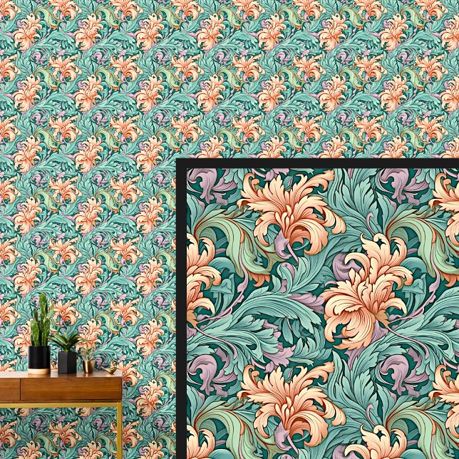 Papel Pintado Art Nouveau verde naranja (Subido por el creador)