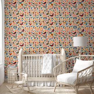 Papel Pintado Art Wallpaper | Tribal Folk Pattern Wall Mural