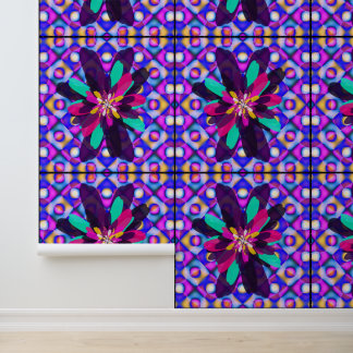 Papel Pintado Arte abstracto colorido de Mandala floral retro