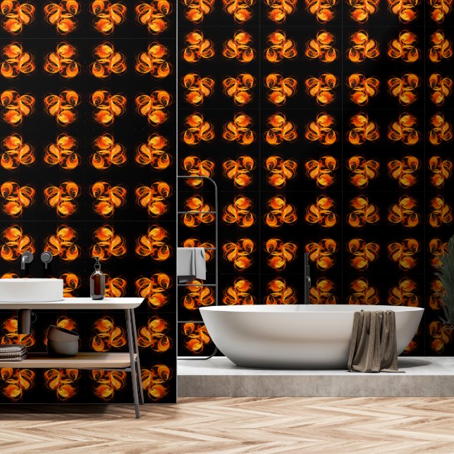 Papel Pintado Arte abstracto de bola de fuego (Baño)
