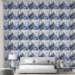 Papel Pintado Arte Acuarela de Cisnes Azules