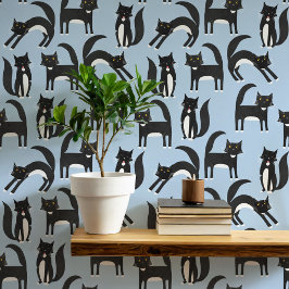 Papel Pintado Arte azul para gato negro y negro