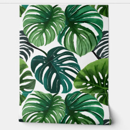 Papel Pintado Arte botánico moderno acuarela hojas de Monstera