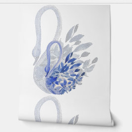 Papel Pintado Arte de acuarela de cisne azul